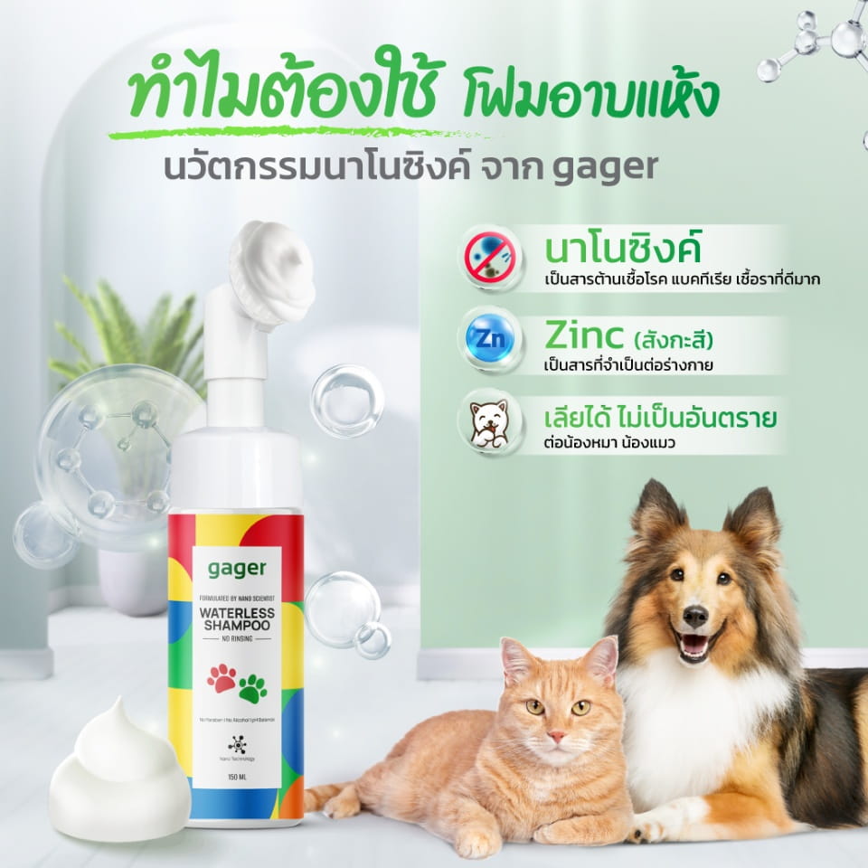 ภาพรวม นวัตกรรมอนุภาคนาโนซิงค์ออกไซด์จาก Gager โฟมอาบแห้งฆ่าเชื้อแบคทีเรียและปกป้องผิวจากแสงแดด