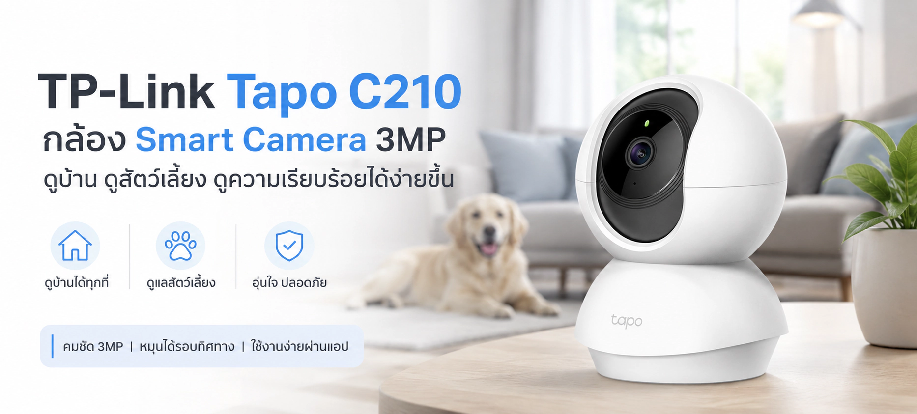 ภาพรวม ความคมชัดระดับ 2K Super HD (3MP) และมุมมองพาโนรามา 360 องศา