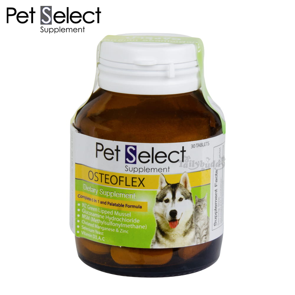 Pet Select Osteoflex Joint & Cartilage Support Supplement for Dogs and Cats (เพ็ท ซีเลคท์ ออสทิโอเฟล็กซ์ อาหารเสริมบำรุงข้อต่อและกระดูกอ่อนสำหรับสุนัขและแมว)