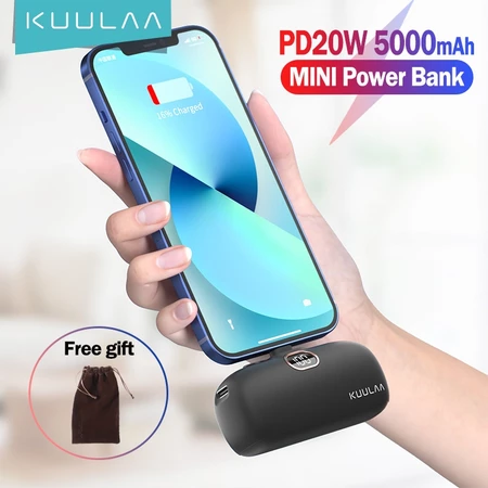 Kuulaa Mini Power Bank 5,000mAh (Built-in Connector)