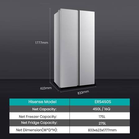 Hisense ERS450S 2 ประตู Side By Side 16 Q
